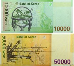 10000 et 50000 Won SOUTH KOREA   2007 P.56a-57a UNC-