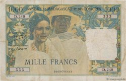 1000 Francs MADAGASCAR  1951 P.048a q.BB
