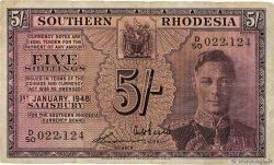 5 Shillings RODESIA MERIDIONALE  1948 P.08b MB
