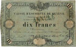 10 Francs Annulé SWITZERLAND  1856 PS.311b VG