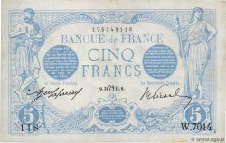 5 Francs BLEU lion inversé FRANCIA  1915 F.02bis.03 MBC