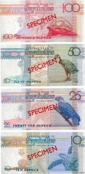 10 à 100 Rupees Spécimen SEYCHELLES  1998 P.36s à 39s NEUF