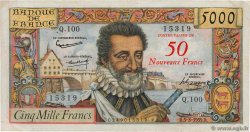 50 NF sur 5000 Francs HENRI IV FRANCIA  1959 F.54.02 BC