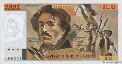 100 Francs DELACROIX modifié FRANCE  1979 F.69.03 UNC-