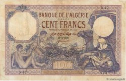 100 Francs ALGERIA  1921 P.081a q.BB