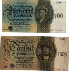 100 et 1000 Reichsmark ALEMANIA  1924 P.178 et P.179 BC
