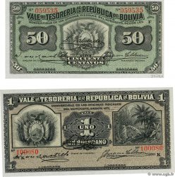 50 Centavos et 1 Boliviano BOLIVIEN  1902 P.091a et P.092a fST+