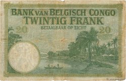 20 Francs BELGIAN CONGO  1937 P.10f G