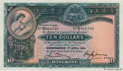10 Dollars HONG KONG  1941 P.178c AU+