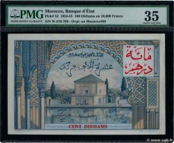 10000 Francs / 100 Dirhams MARUECOS  1955 P.52 MBC+