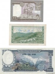1, 5 et 1000 Rupees NEPAL  1972 P.16, P.17 et P.21 SC+