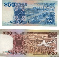 50 et 100 Dollars SINGAPUR  1987 P.22a et P.23c BC+