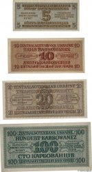5,10 20 et 100 Karbowanez UKRAINE  1942 P.051 au P.053 et P.055 TTB à SUP