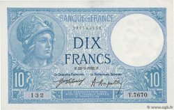 10 Francs MINERVE FRANKREICH  1921 F.06.05 fST+