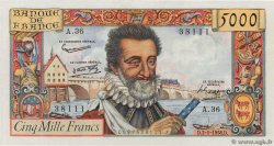 5000 Francs HENRI IV FRANCE  1958 F.49.05 UNC-