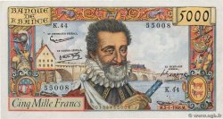 5000 Francs HENRI IV FRANCE  1958 F.49.05 XF-