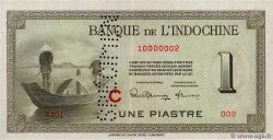 1 Piastre Spécimen FRENCH INDOCHINA  1945 P.076bs XF