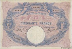 50 Francs BLEU ET ROSE FRANCE  1903 F.14.15 VF