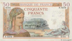 50 Francs CÉRÈS modifié FRANCE  1938 F.18.08 VF+