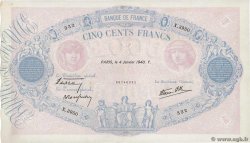 500 Francs BLEU ET ROSE modifié FRANCE  1940 F.31.55 XF