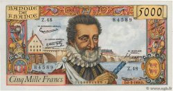5000 Francs HENRI IV FRANCE  1958 F.49.06 XF+