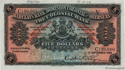 5 Dollars Annulé SAN VINCENTE Bridgetown 1926 PS.101s EBC+