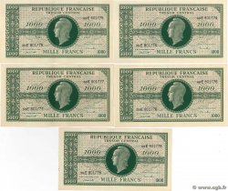 1000 Francs MARIANNE THOMAS DE LA RUE Consécutifs FRANCIA  1945 VF.13.02 EBC+