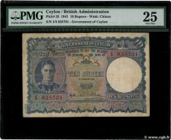 10 Rupees CEYLON  1941 P.033a F