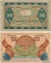 500 et 1000 Rupiah INDONESIA  1952 P.047 et P.048 VF