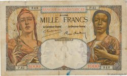 1000 Francs MADAGASCAR  1945 P.041 q.MB