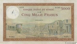5000 Francs MOROCCO  1950 P.23c F+