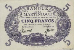 5 Francs Cabasson violet MARTINIQUE  1946 P.06 VF+