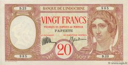 20 Francs TAHITI  1928 P.12b SPL