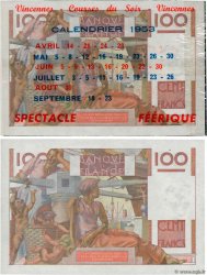 100 Francs JEUNE PAYSAN Lot FRANCE  1952 F.28.32 SPL