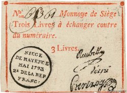 3 Livres FRANCE régionalisme et divers Mayence 1793 Kol.029