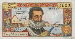 5000 Francs HENRI IV FRANCE  1957 F.49.01