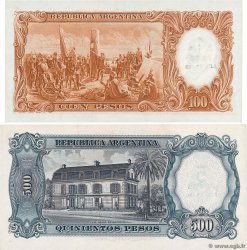 1 Peso sur 100 Pesos et 5 Pesos sur 500 Pesos ARGENTINA  1969 P.282 et P.283 SC+