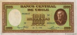 1000 Pesos - 100 Condores CHILE  1945 P.107 VF