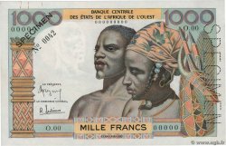 1000 Francs Spécimen WEST AFRIKANISCHE STAATEN  1963 P.004s VAR fST+