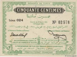 50 Centimes TUNISIA  1918 P.35