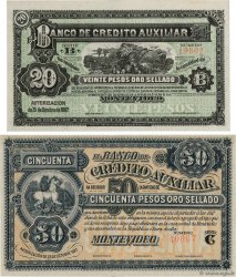 20 et 50 Pesos Non émis URUGUAY Montevideo 1887 PS.164r et 165r