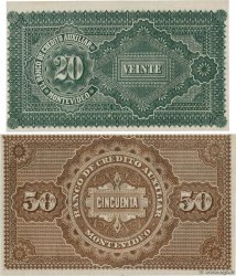 20 et 50 Pesos Non émis URUGUAY Montevideo 1887 PS.164r et 165r AU