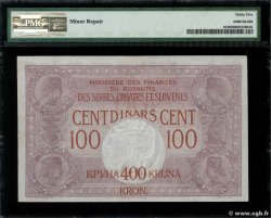 400 Kronen sur 100 DInara YUGOSLAVIA  1919 P.019 MBC
