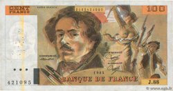 100 Francs DELACROIX modifié Fauté FRANCIA  1984 F.69.08b q.BB