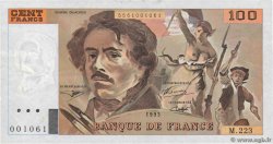 100 Francs DELACROIX UNIFACE FRANKREICH  1995 F.69U.07 fVZ