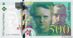 500 Francs PIERRE ET MARIE CURIE Sans le symbole du Radium Fauté FRANCIA  1994 F.76f3.01 SC+