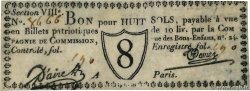8 Sols FRANCE regionalism and various Paris 1791 Kc.75.075 UNC-