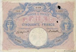 50 Francs BLEU ET ROSE FRANCE  1899 F.14.11 TB