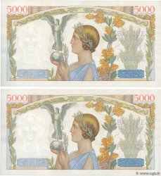 5000 Francs VICTOIRE Impression à plat Consécutifs FRANCE  1943 F.46.49 pr.SPL