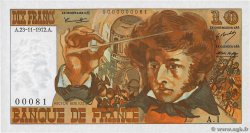 10 Francs BERLIOZ Petit numéro FRANCIA  1972 F.63.01A1 q.FDC